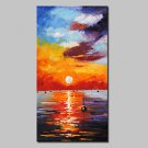 Large Size Hand Painted Modern Abstract Seaview Oil Paintings On Canvas Wall Art With Stretched Fr