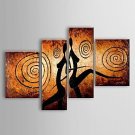 Hand-painted sexy Lovers Space Nude Dance Landscape Wall Art Oil Paintings 4pcs/set Stretched Fram