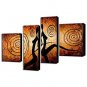Hand-painted sexy Lovers Space Nude Dance Landscape Wall Art Oil Paintings 4pcs/set Stretched Fram