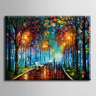 Oil Painting Decoration Abstract Night Scene Hand Painted Canvas with Stretched Framed