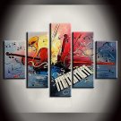 Hand-Painted Abstract / Landscape / Fantasy / Abstract LandscapeEuropean Style Five Panels Canvas