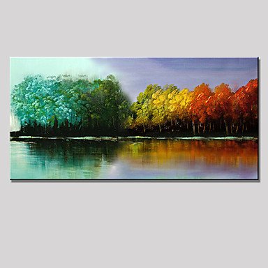 Hand-Painted Color Tree Abstract Landscape Modern Oil Painting On Canvas One Panel Ready To Hang