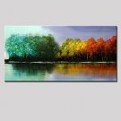 Hand-Painted Color Tree Abstract Landscape Modern Oil Painting On Canvas One Panel Ready To Hang