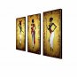 Hand-painted Southeast African Women Oil Painting 3 Piece/Set Abstract Wall Art with Stretched Fra