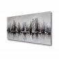Stretched (Ready to hang) Hand-Painted Oil Painting 40"x20" Canvas Wall Art Modern Abstract Buildi