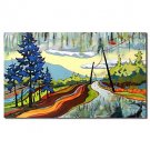 Hand Painted Oil Painting Landscape Cartoon Road with  Stretched Frame