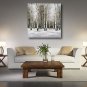 Ready to Hang Stretched Hand-Painted Oil Painting Canvas Wall Art Silver Birch Forest Trees Snow M