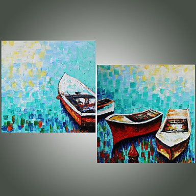 IARTS  2 Panels Artist Xander Still Life Boat Wall Art Handmade Painting Original Artwork For Livi