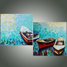 IARTS  2 Panels Artist Xander Still Life Boat Wall Art Handmade Painting Original Artwork For Livi