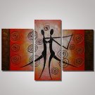 3 Panels 100% Hand Painted Modern Oil Painting The Dancing Woman and Man Abstract Wall Art  Ready