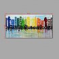Hand-Painted Oil Painting Wall Art Modern Abstract City Scenery Stretched Framed Ready to Hang