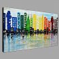 Hand-Painted Oil Painting Wall Art Modern Abstract City Scenery Stretched Framed Ready to Hang