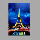 Hand-Painted Knife Oil Painting Eiffel Tower Wall Art With Stretcher Frame Ready To Hang