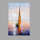 Hand-Painted Abstract Sailing Seascape Oil Painting Home Office Decoration With Stretched Frame Re