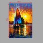 Hand-Painted Abstract Knife Morning sun Seascape Oil Painting Home Decoration Stretched Frame Read
