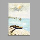 Hand-Painted Abstract Seascape Sandy beach Oil Painting Home Office Decoration With Stretched Fram