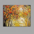 Hand-Painted Knife The river Flowing water Scenery Oil Painting Wall Art With Stretcher Frame Read