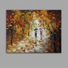 Hand-Painted Knife Street scenery Oil Painting Wall Art With Stretcher Frame Ready To Hang