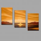 Hand-Painted Seascape Sunrise Oil Painting For Home Office Decoration with Stretched Framed