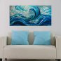 IARTS Oil Painting Modern Landscape Blue Ocean Waves Hand Painted Canvas with Stretched Frame