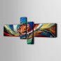 Ready to Hang Stretched Frame Hand-Painted Oil Painting 4 Panels Canvas Wall Art Modern Abstract H