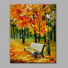 Hand-Painted Landscape  Autumn Park Traditional Rustic Canvas Oil Painting No Frame
