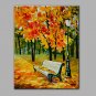 Hand-Painted Landscape Autumn Park Traditional Rustic Canvas Oil Painting No Frame
