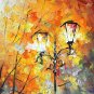 IARTS Oil Painting Modern Abstract Knife Long Bench Under Street Lights Hand Painted Canvas with S