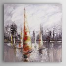 Hand Painted Oil Painting Landscape Ship Near Harbour II with Stretched Frame 7 Wall Arts
