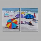 Hand-Painted Landscape Leisure Vertical,Modern Classic Two Panels Canvas Oil Painting For Home Dec