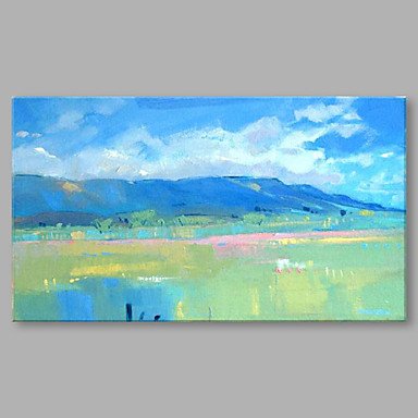 IARTS Hand Painted Modern Abstract Porcelain Blue Color & Red Oil Painting On Canvas Set of 3 with