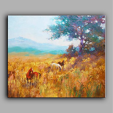 Hand-Painted Abstract  Landscape Leisurely horse One Panel Canvas Oil Painting For Home Decoration