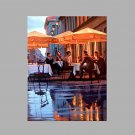 IARTS Hand Painted Modern Abstract City Afternoon Break At Local Coffee Shop Oil Painting On Canva