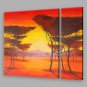 IARTS Hand Painted Abstract Oil Painting The Beautiful Orange Sun Set View Set of 2 with Stretched