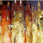 Hand Painted Oil Painting Landscape Rainy Street with Stretched Frame