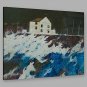 IARTS Hand Painted Modern Abstract Hill View With Blue Lake Oil Painting On Canvas with Stretched