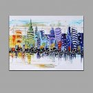Hand-Painted Knife City Scenery Oil Painting Home Wall Art With Stretcher Frame Ready To Hang