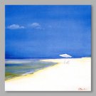 IARTS Hand Painted Modern Abstract Summer Beach Day Oil Painting On Canvas with Stretched Frame Wa