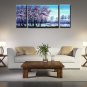 Ready to Hang Stretched Hand-Painted Oil Painting Canvas Wall Art Forest Trees Purple Modern Three