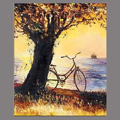 Hand-Painted Landscape Horizontal Panoramic,Retro One Panel Canvas Oil Painting For Home Decoratio