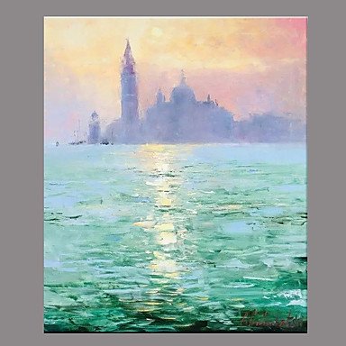 Hand-Painted Landscape Horizontal Panoramic,Retro One Panel Canvas Oil Painting For Home Decoratio