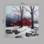 IARTS Hand Painted Abstract Oil Painting Vintage Style Winter Snow Woody House with Stretched Fram