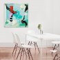 IARTS Abstract Oil Painting The Modern Greeny Blue Paint Splash Picture with Stretched Frame Handm