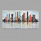 New York City Night Scenery Picture Canvas Handpainted Oil Painting American Wall Art With Stretch