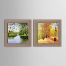 Oil Painting Modern Abstract Ship Set of 2 Hand Painted Natural linen with Stretched Frame