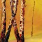 Oil Painting Modern Abstract Ship Set of 2 Hand Painted Natural linen with Stretched Frame
