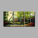 Ready to Hang Stretched Framed Hand-Painted Oil Painting Canvas Wall Art Forest Trees Heavy Oils w