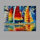 With Stretcher Frame Ready To Hang Hand-Painted Landscape Horizontal Panoramic Modern Sailing Oil