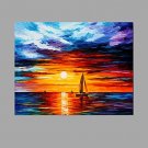 With Stretcher Frame Ready To Hang Hand-Painted Seascape Sunrise Oil Painting For Home Decoration