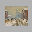 IARTS Hand Painted Modern Abstract City People Rush in Snow Day Oil Painting On Canvas Stretched F